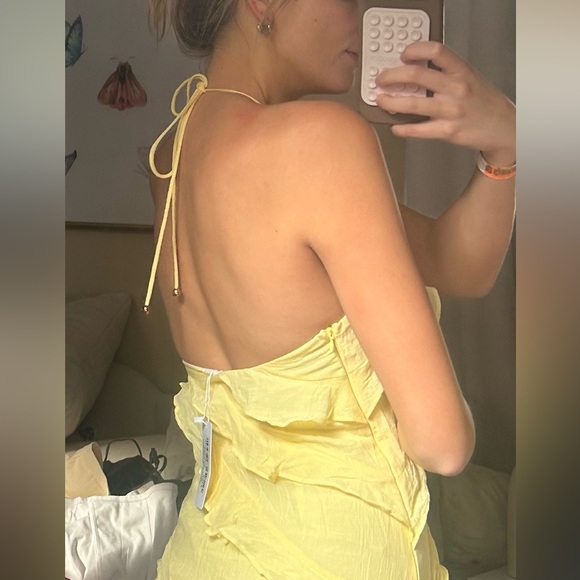 Chic Yellow Ruffle Maxi Dress - Picture 3 of 3